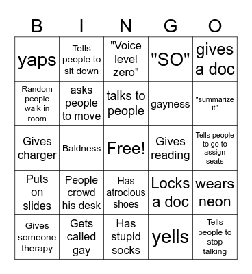 Mr Guthrie bingo Card