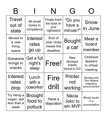 2025 BINGO Card