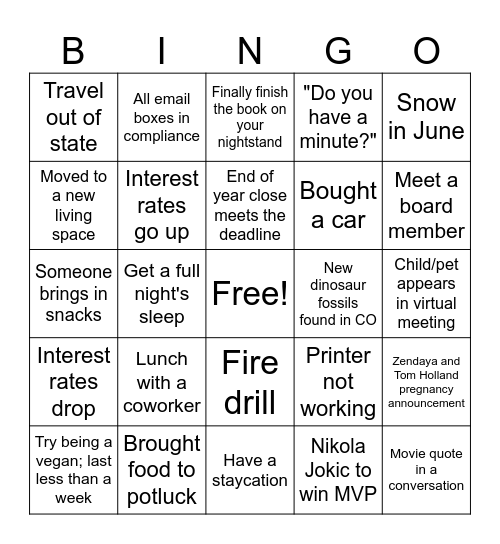 2025 BINGO Card