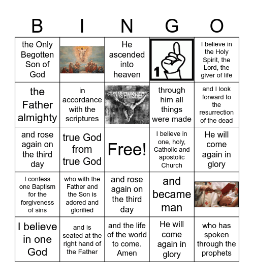 Nicene Creed Bingo Card