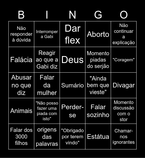 Filosofia Bingo Card