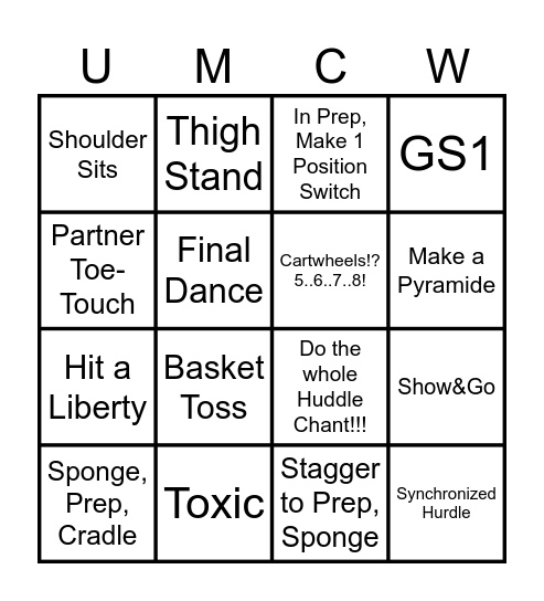Cheer Bingo!! Bingo Card