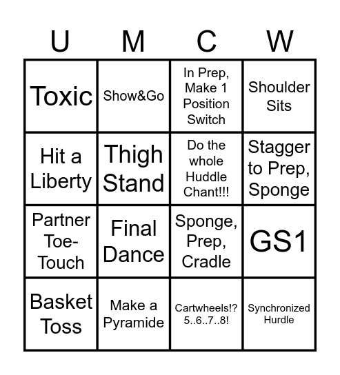 Cheer Bingo!! Bingo Card