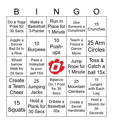 OJH PE Challenge Bingo Card