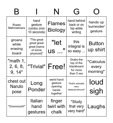 Rufus Bingo Card