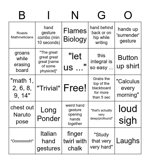 Rufus Bingo Card
