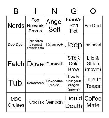 2025 Kraft Super Bowl Bingo Card