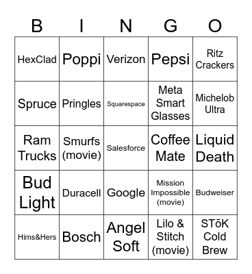 2025 Kraft Super Bowl Bingo Card
