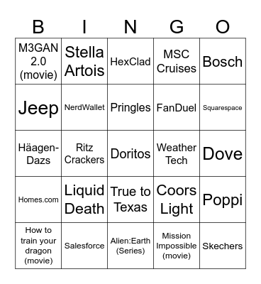 2025 Kraft Super Bowl Bingo Card