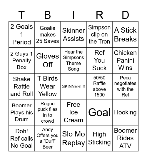 Isotopes Night Bingo Card