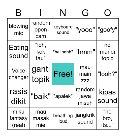 KOKO Bingo Card