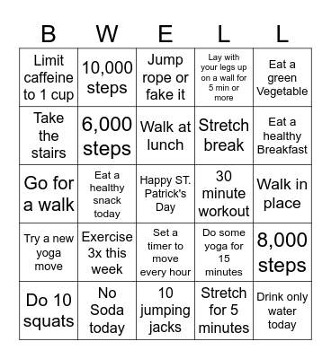 More Movement March Madness Bingo Card
