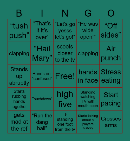 Football Bingo Card