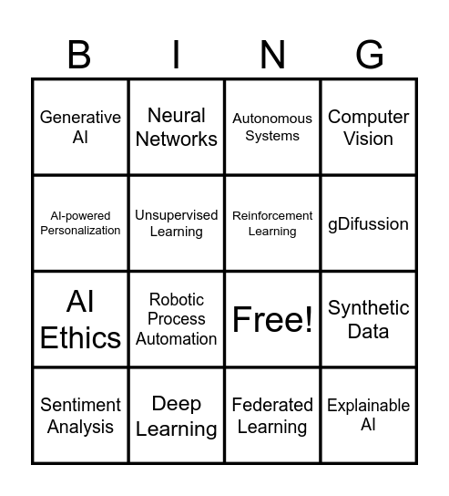 AI for Designers Bingo Card