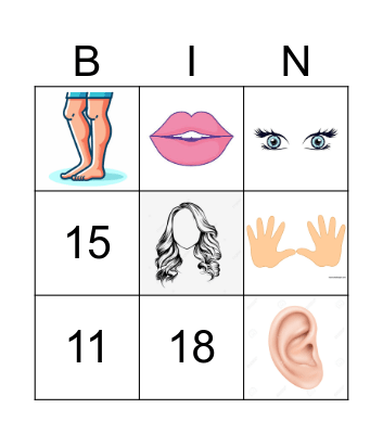 body parts Bingo Card