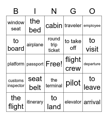 Spanish Travel Bingo Card