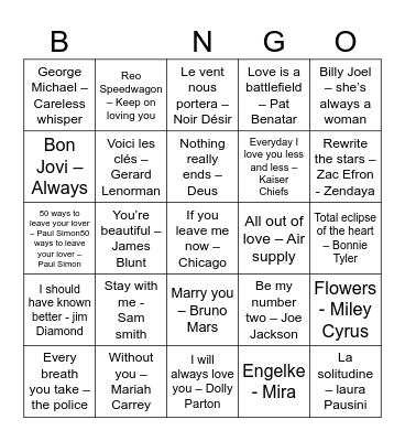 Foute openingsdansen Bingo Card