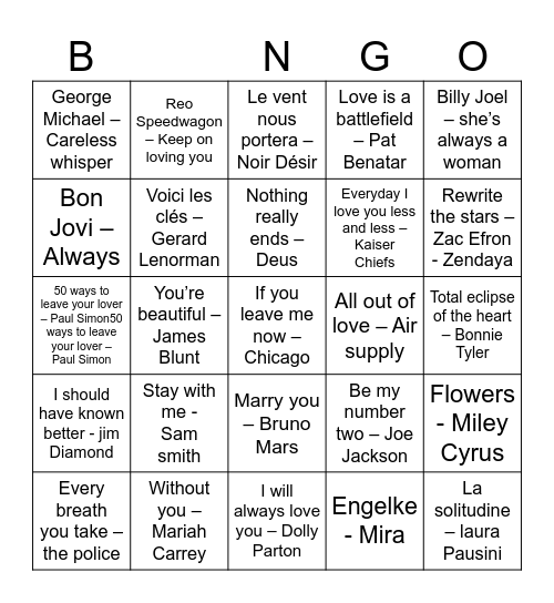 Foute openingsdansen Bingo Card