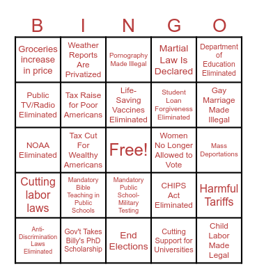 2025 Bingo Card