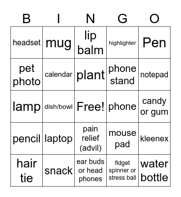 Work Desk Bingo! Bingo Card