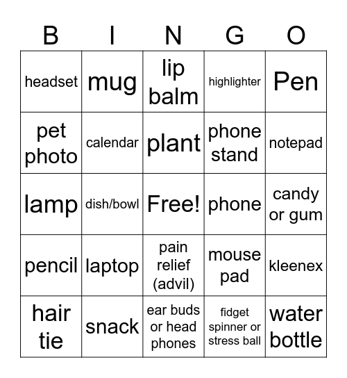 Work Desk Bingo! Bingo Card