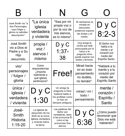 Dominio de la Doctrina - DyC - 1r sem 2025 Bingo Card