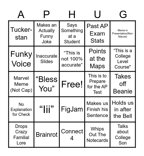 Robert Tucker Iii Bingo Card