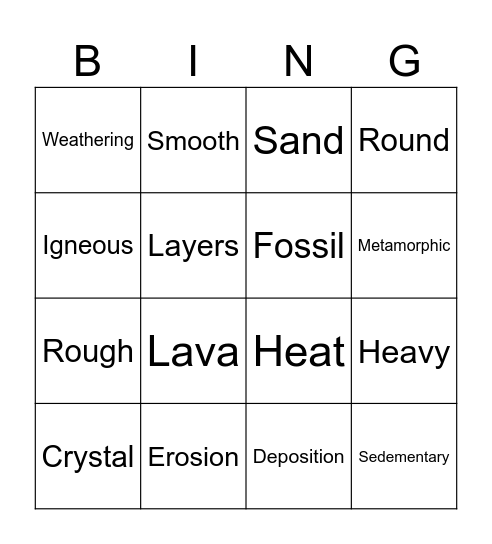 Rocks! Bingo Card