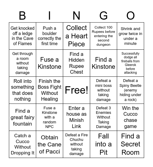 MINISH CAP BINGO! Bingo Card