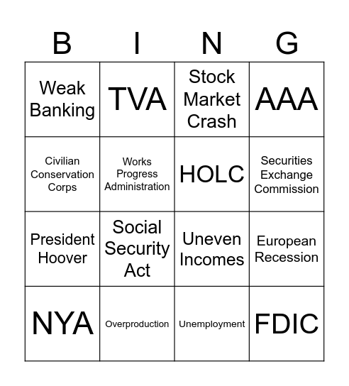 GD and ND Bingo Card