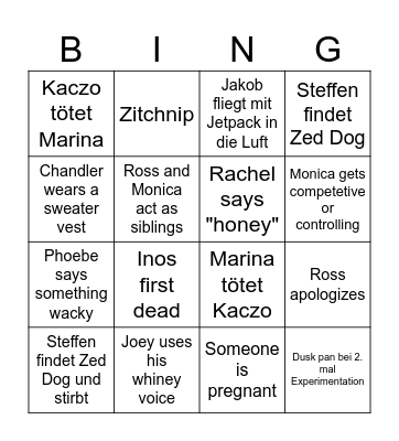 Friends binge-watch Bingo Card