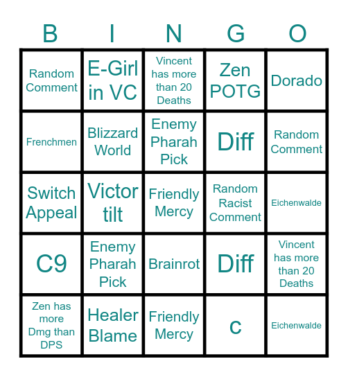 OW2 Bingo Card