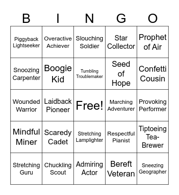 Traveling Spirit Bingo Card