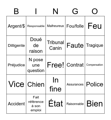 Obligations Bingo Card