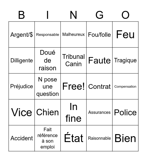 Obligations Bingo Card