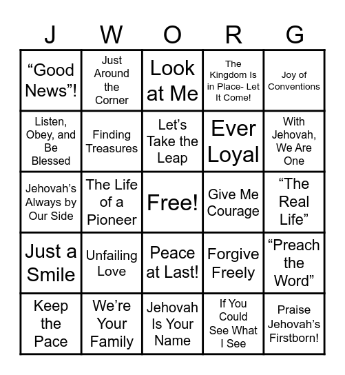 Original and Kingdom Songs Bingo Card