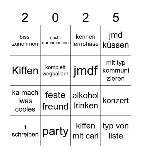 2025 bingo Card