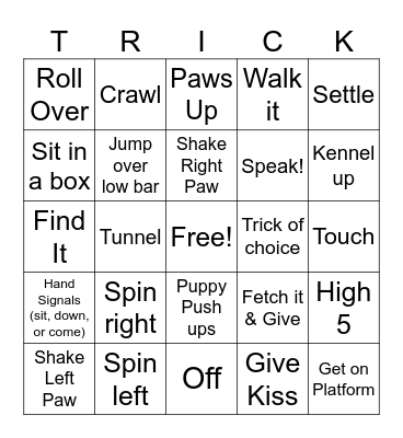 TRICK DOG Bingo Card