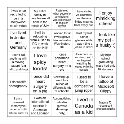 Reading Weekend 2025 Bingo Card