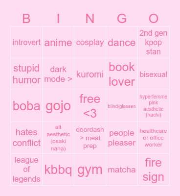 rissa bingo Card