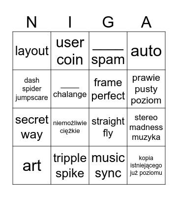 kszok, geometry dash Bingo Card