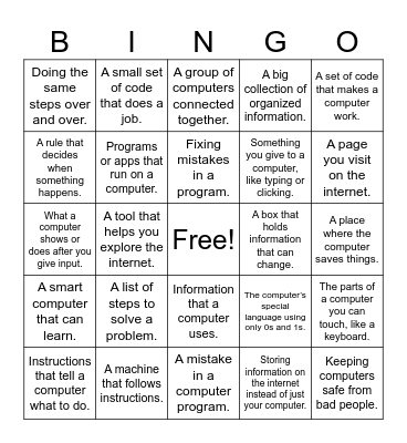 Coding Bingo Card