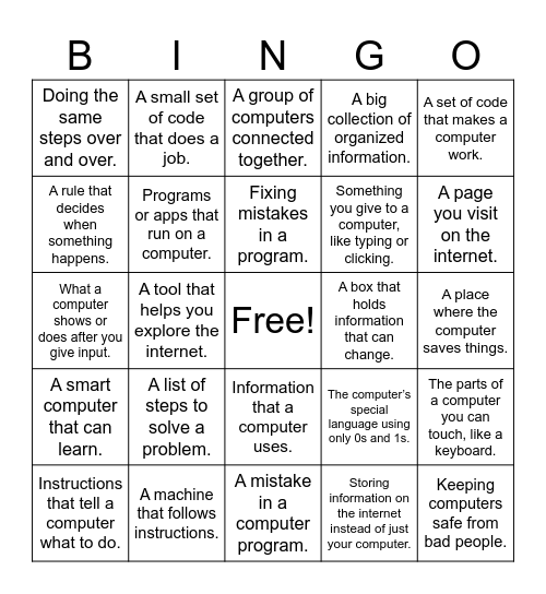Coding Bingo Card