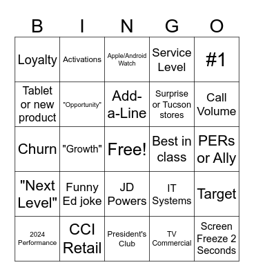 All Hands Bingo Card