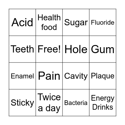 Teeth Care BINGO Card