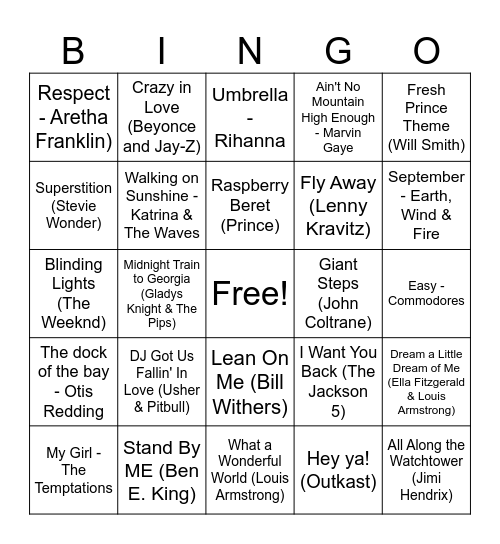 Gr 3 music bingo Card