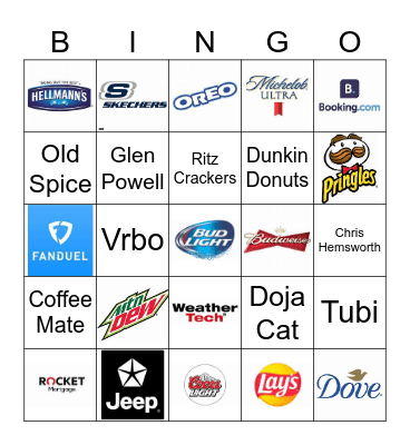Super Bowl Ad Bingo Card