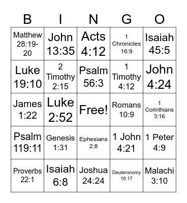 Bible Drills Bingo Card