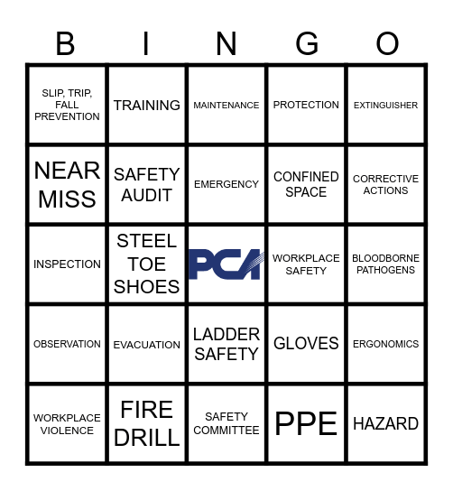WORKPLACE SAFETY Bingo Card