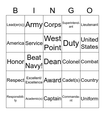 Nininger Awards Dinner Bingo Card